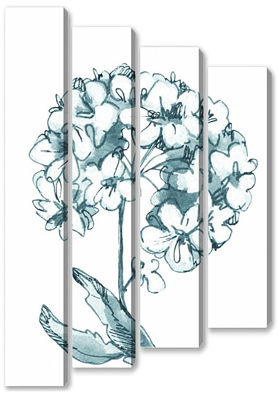 Модульная картина - Гортензия акварелью №2