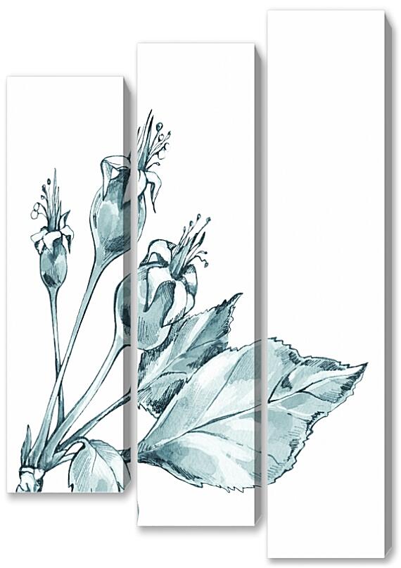 Модульная картина - Гортензия акварелью №3