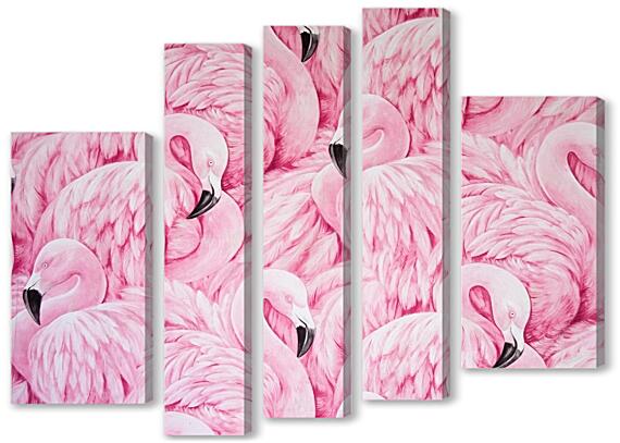 Модульная картина - Розовый фламинго №2