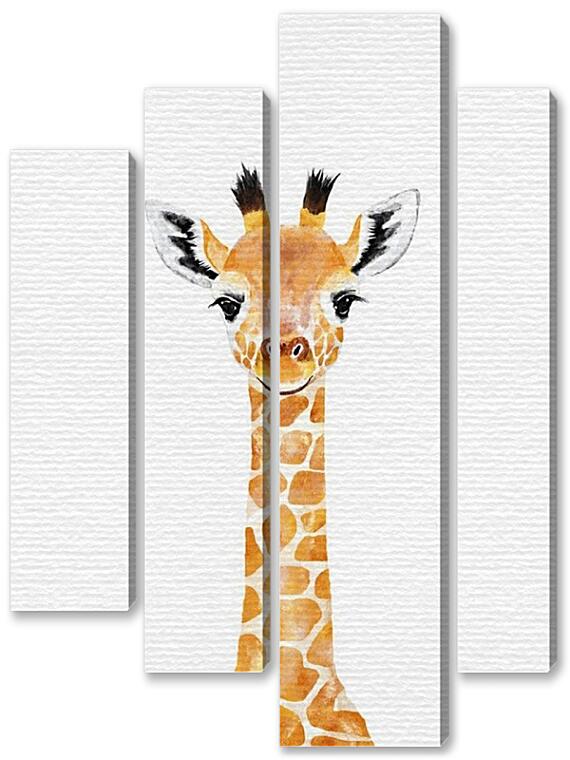 Модульная картина - Слон, жираф и зебра №3