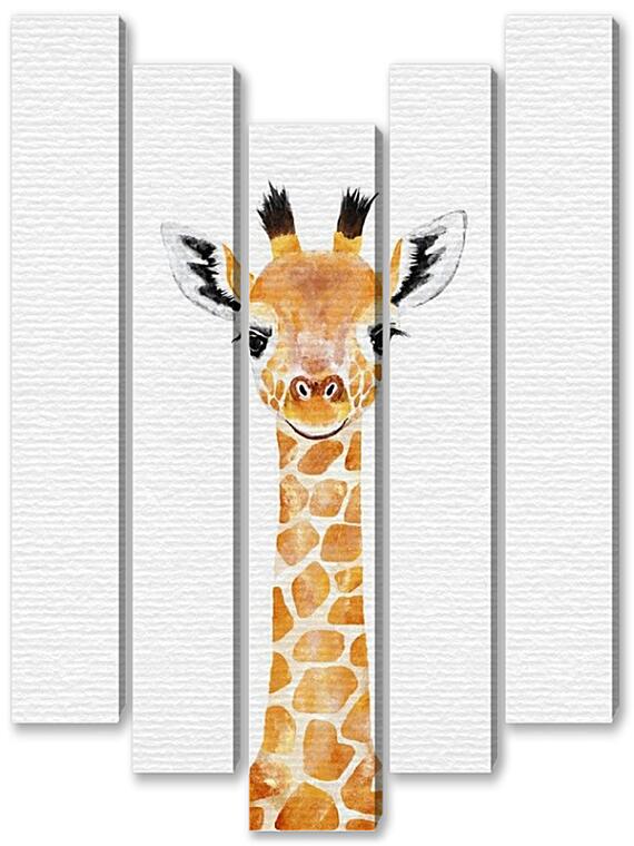 Модульная картина - Слон, жираф и зебра №3