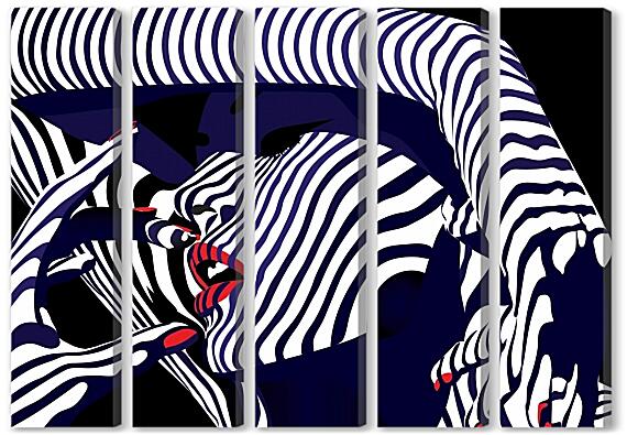Модульная картина - Девушка абстракция иллюзия