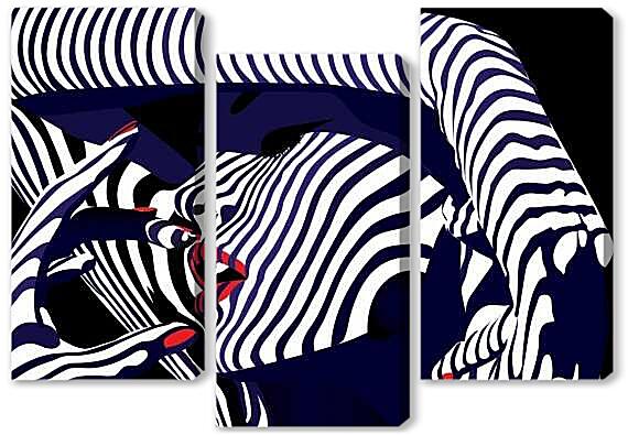 Модульная картина - Девушка абстракция иллюзия