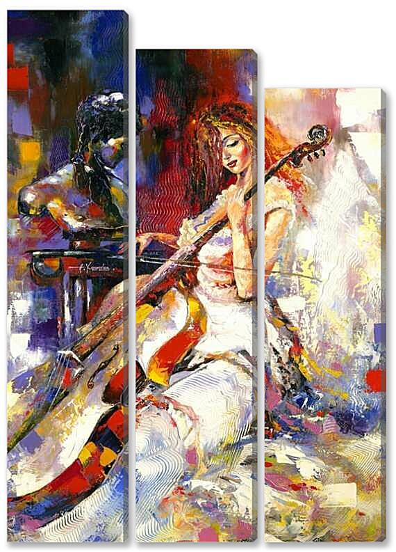 Модульная картина - Девушка с виолончелью