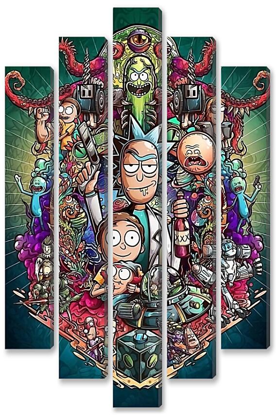 Модульная картина - Rick and Morty Official