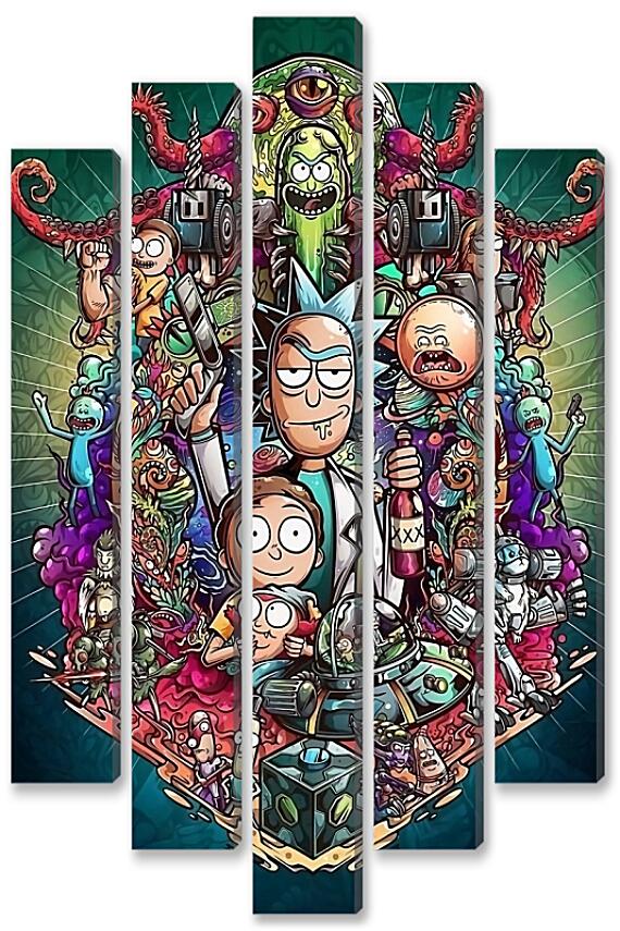 Модульная картина - Rick and Morty Official