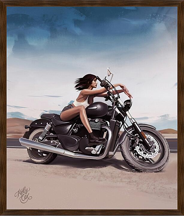 Картина - Девушка на мотоцикле арт