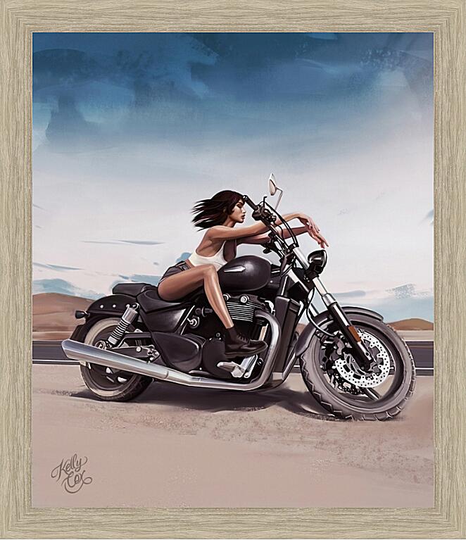 Картина - Девушка на мотоцикле арт