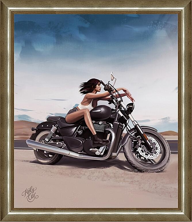 Картина - Девушка на мотоцикле арт