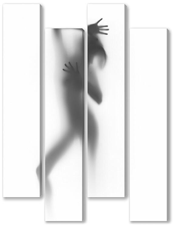 Модульная картина - Силуэт девушки за стеклом №1