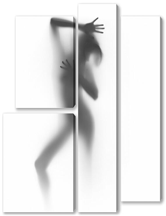 Модульная картина - Силуэт девушки за стеклом №1