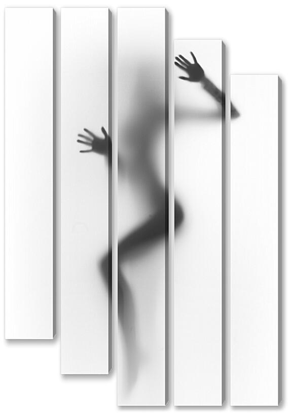 Модульная картина - Силуэт девушки за стеклом №2