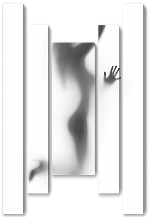 Модульная картина - Силуэт девушки за стеклом №3