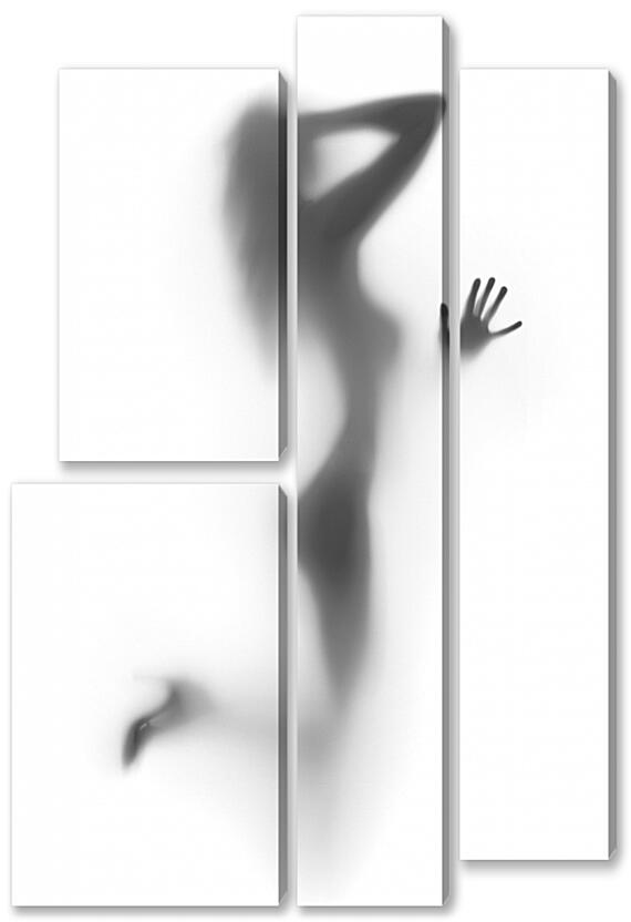 Модульная картина - Силуэт девушки за стеклом №3