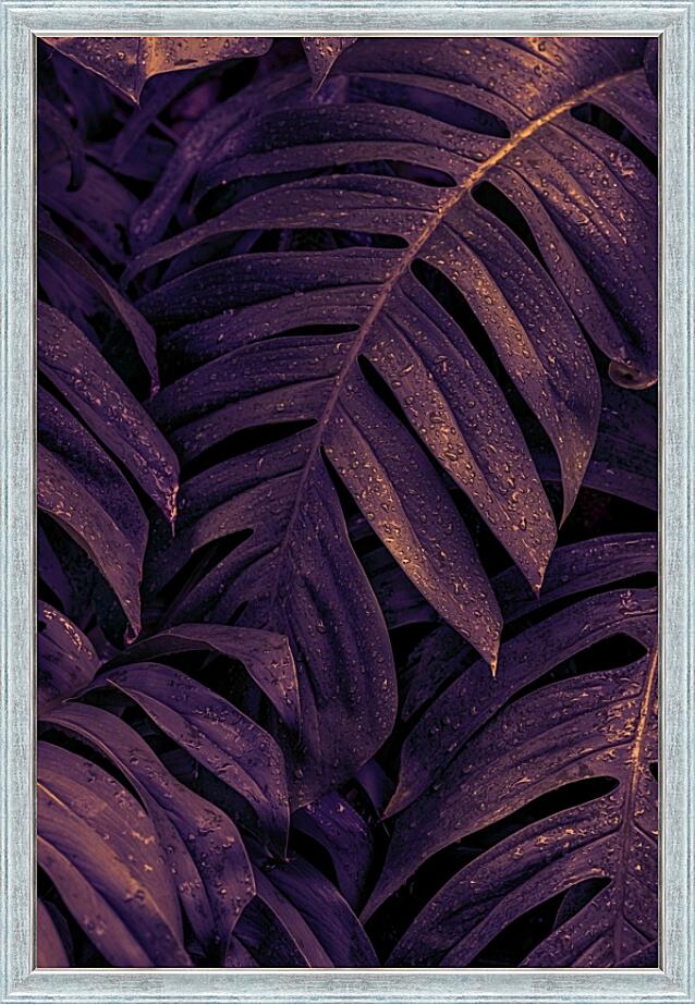 Картина - Тропические листья неон