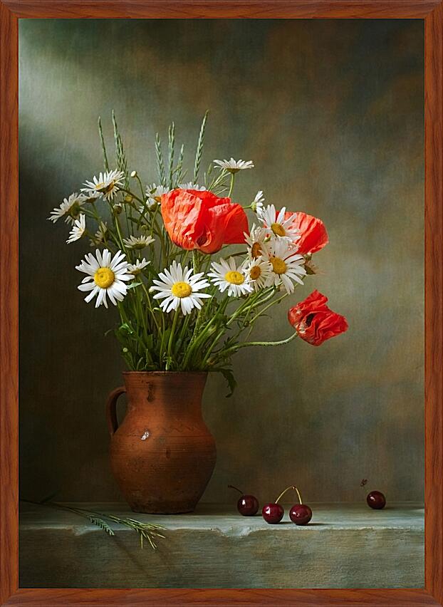Картина - Фотонатюрморты маки и ромашки