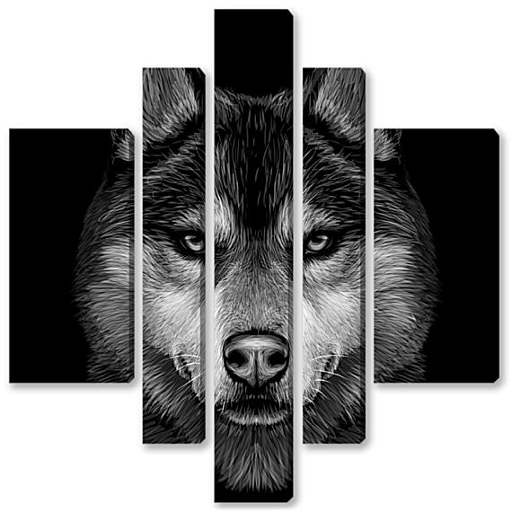 Модульная картина - Сибирский хаски