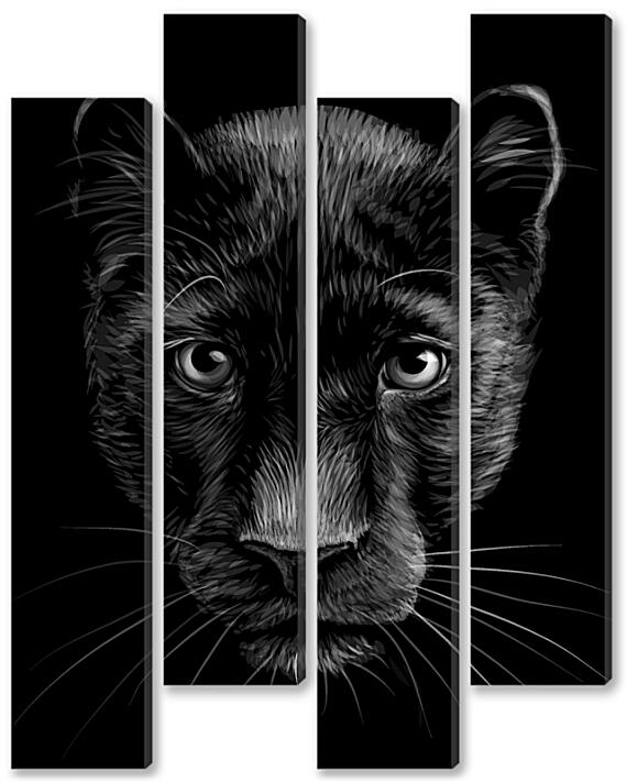 Модульная картина - Чёрная пантера