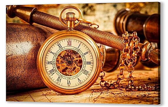 Картина маслом - Старинные часы