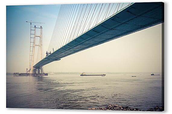 Картина маслом - Мост через реку