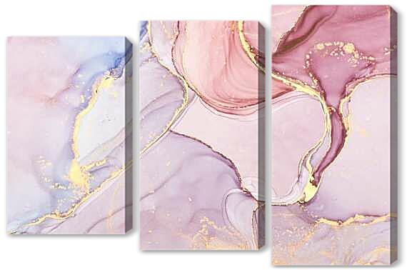 Модульная картина - Мрамор розовый с золотом