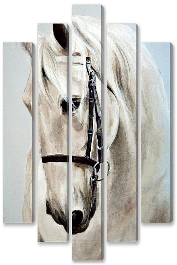 Модульная картина - Морда белой лошади