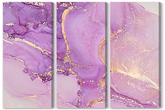 Модульная картина - Розовый мрамор с золотом