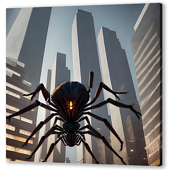 Постер (плакат) - Большой паук и многоэтажки
