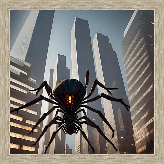 Картина - Большой паук и многоэтажки