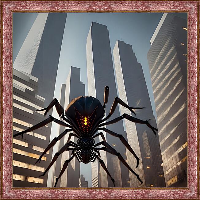 Картина - Большой паук и многоэтажки