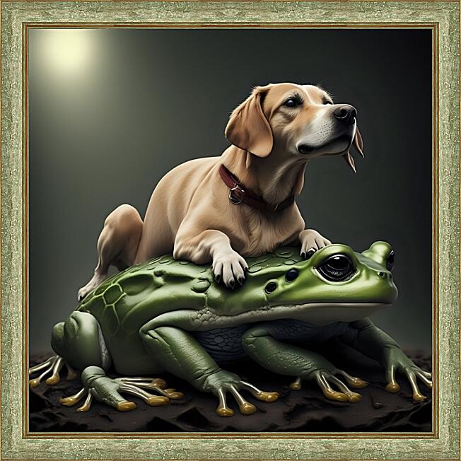 Картина - Собака на огромной лягушке