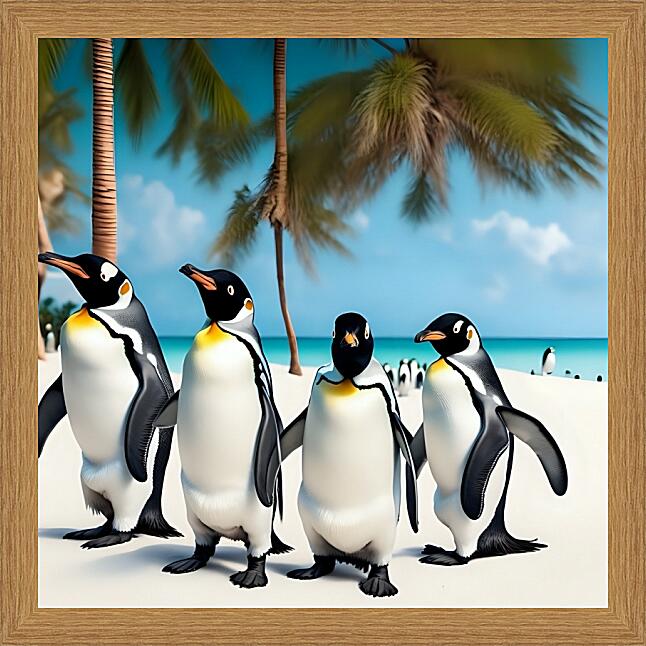 Картина - Пингвины на пляже