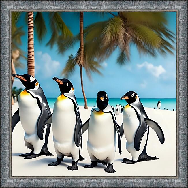 Картина - Пингвины на пляже