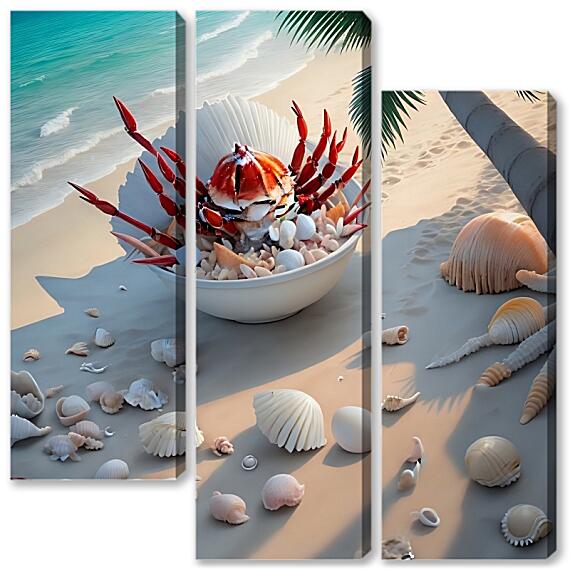 Модульная картина - Пляж и крабы