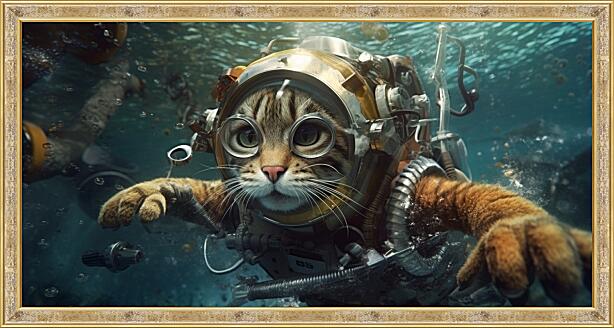 Картина - Кот подводник