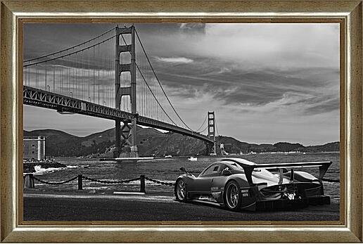 Картина - Авто на фоне моста