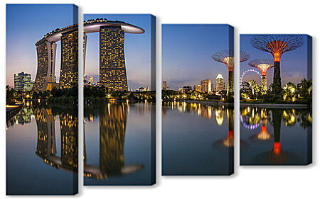 Модульная картина - Вечер в Сингапуре