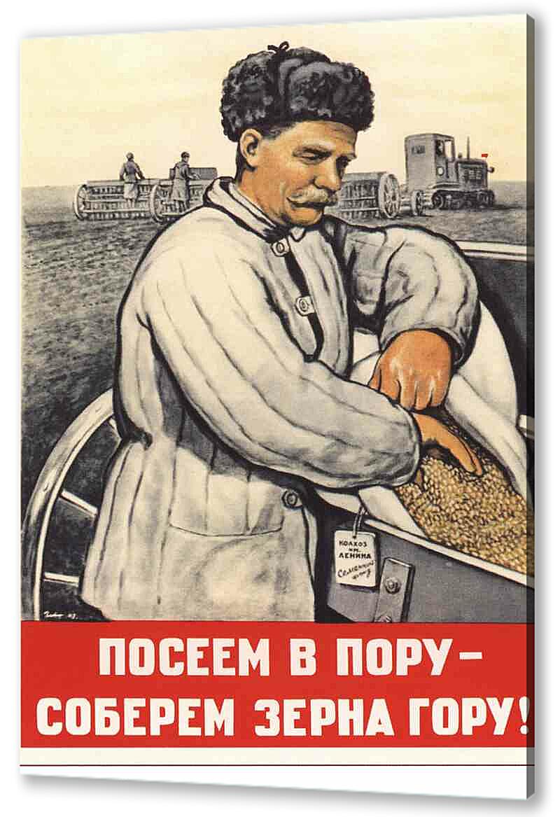 Постер (плакат) - Посеем в пору - соберем зерна гору!