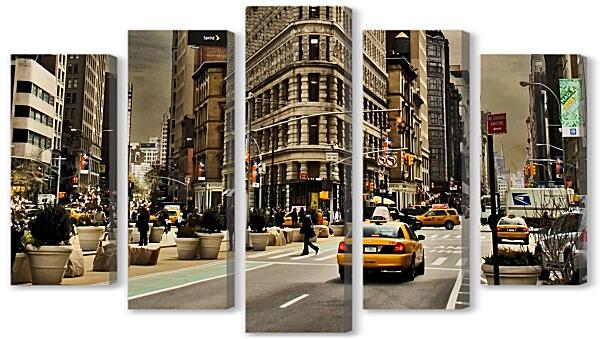 Модульная картина - Дорожное движение Нью-Йорка
