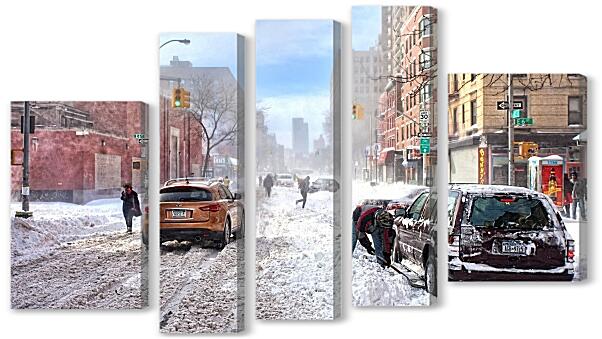Модульная картина - Нью-Йорк в снегу
