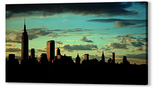 Картина маслом - Нью-Йорк на закате

