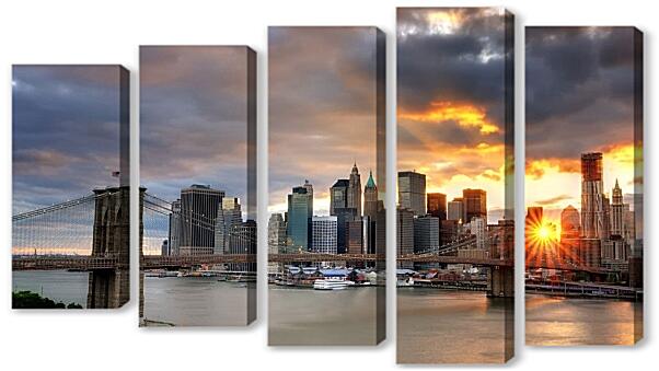 Модульная картина - Нью-Йорк перед закатом солнца
