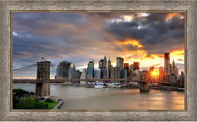 Картина - Нью-Йорк перед закатом солнца
