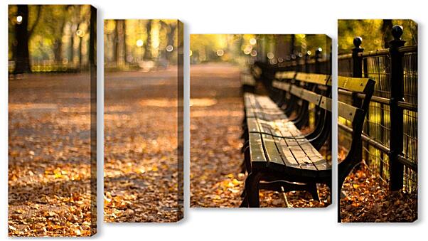 Модульная картина - Осенняя улица в центральном парке Нью-Йорка
