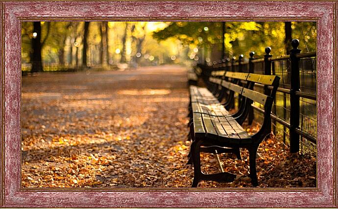 Картина - Осенняя улица в центральном парке Нью-Йорка
