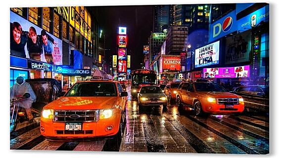 Картина маслом - Такси в Нью-Йорке