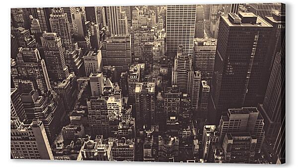 Постер (плакат) - Черно-белые небоскребы Нью-Йорка
