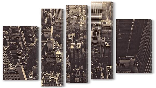 Модульная картина - Черно-белые небоскребы Нью-Йорка
