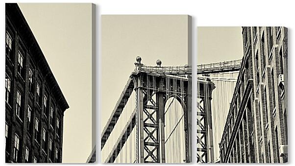 Модульная картина - Черно-белый мост Нью-Йорка
