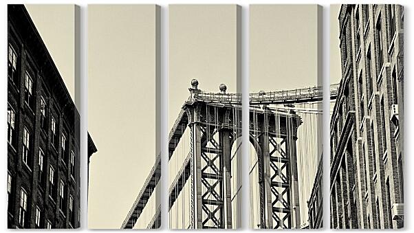 Модульная картина - Черно-белый мост Нью-Йорка
